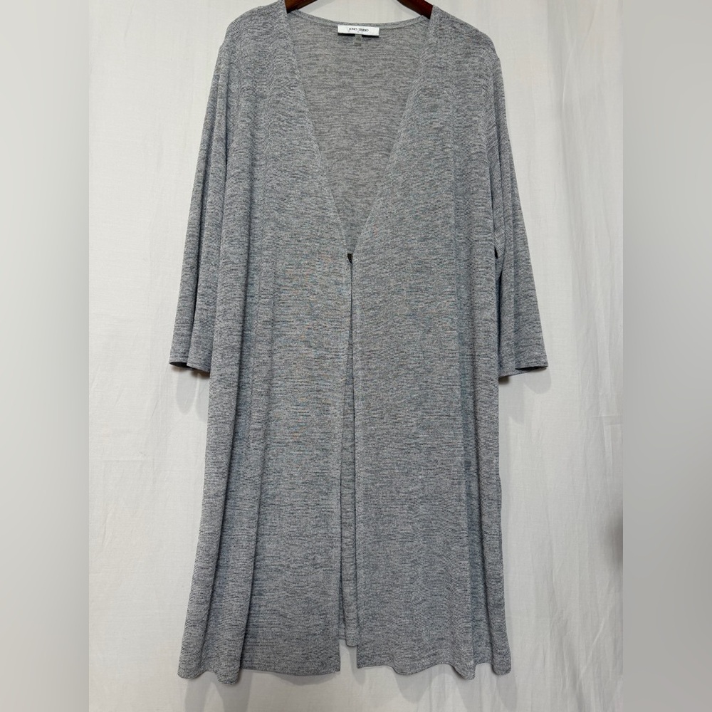 NWOT Jones Studio Long Knit Open Cardigan w. Metal Clasp - Metallic Grey - 1X